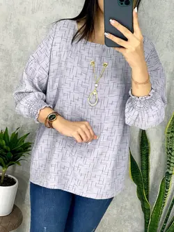 شومیز طرح دار گردنبند دار کد 3085