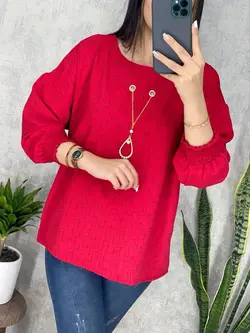 شومیز طرح دار گردنبند دار کد 3085