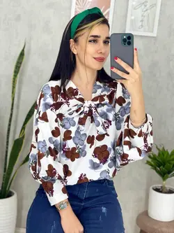 شومیز اسپانیایی یقه کراواتی کد 3079