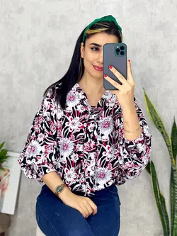 شومیز اسپانیایی یقه کراواتی کد 3069