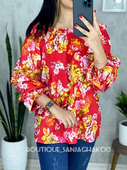 شومیز یقه قایقی کد 3057