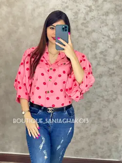 شومیز نیم تنه خالخالی کد 3009