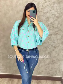 شومیز نیم تنه خالخالی کد 3009
