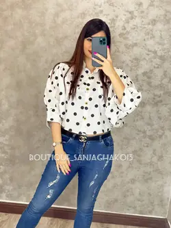 شومیز نیم تنه خالخالی کد 3009