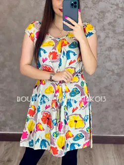 پیراهن نخی کوتاه کد 4003