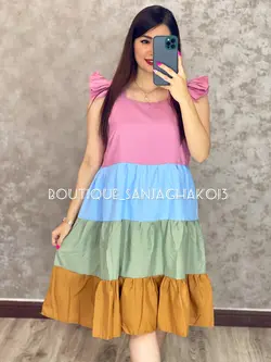 پیراهن پوبلین رنگی رنگی کد 4002