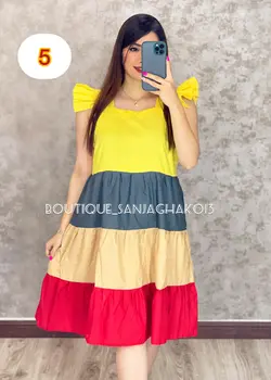 پیراهن پوبلین رنگی رنگی کد 4002