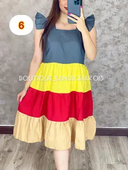 پیراهن پوبلین رنگی رنگی کد 4002
