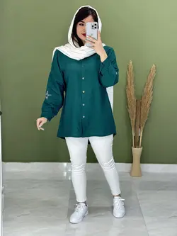 شومیز مانتویی نگین کاری ستاره کد 5132