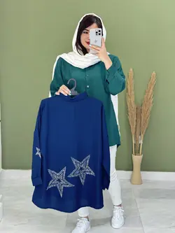 شومیز مانتویی نگین کاری ستاره کد 5132