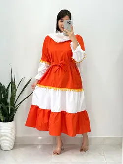 پیراهن مانتویی منگوله دار کد 4071