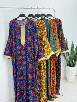 پیراهن نخی گلدار کد 4140