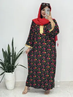 پیراهن نخی گلدار کد 4140