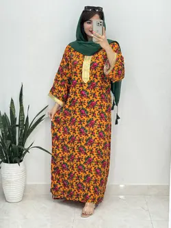 پیراهن نخی گلدار کد 4140