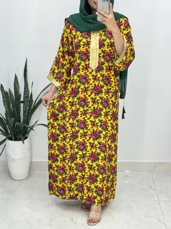 پیراهن نخی گلدار کد 4140