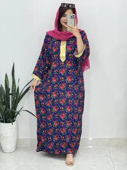 پیراهن نخی گلدار کد 4140