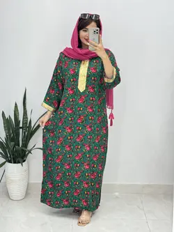 پیراهن نخی گلدار کد 4140