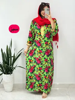 پیراهن نخی گلدار کد 4140