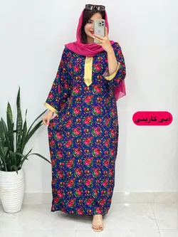 پیراهن نخی گلدار کد 4140