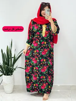 پیراهن نخی گلدار کد 4140