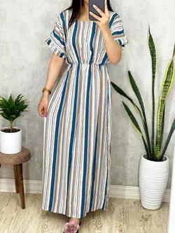 پیراهن نخی خارجی طرح راه راه کد 4044