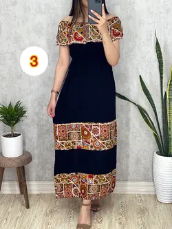 پیراهن طرح سنتی یقه قایقی کد 4047