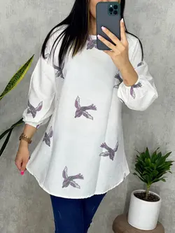 شومیز خامه دوزی طرح پرستو کد 3162