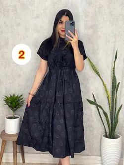 پیراهن مشکی طرحدار کد 4050