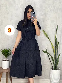 پیراهن مشکی طرحدار کد 4050