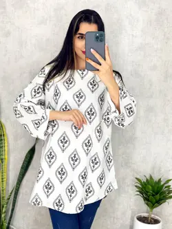 تونیک طرحدار آستین بندی کد 3166