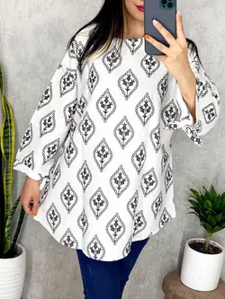 تونیک طرحدار آستین بندی کد 3166