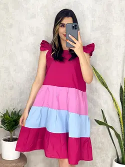 پیراهن کوتاه رنگی رنگی کد 4059