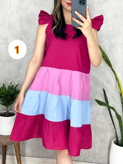 پیراهن کوتاه رنگی رنگی کد 4059