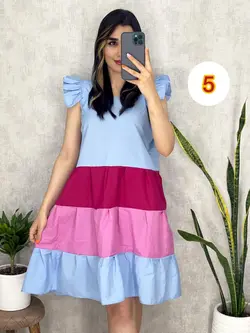 پیراهن کوتاه رنگی رنگی کد 4059