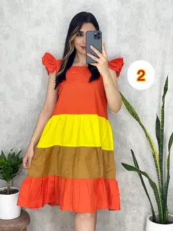 پیراهن کوتاه رنگی رنگی کد 4059