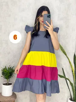 پیراهن کوتاه رنگی رنگی کد 4059