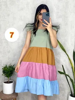 پیراهن کوتاه رنگی رنگی کد 4059