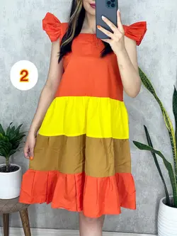 پیراهن کوتاه رنگی رنگی کد 4059