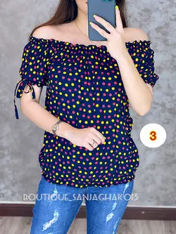 شومیز نخی خالدار. کد 3021