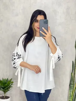 شومیز ابروباد آستین طرحدار کد 3159