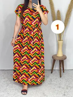 پیراهن ساحلی طرح بندی بدون کش کد 4067