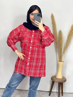 مانتو چهارخونه  2جیب لنین کد 5037