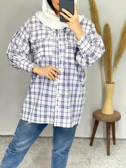 مانتو چهارخونه  2جیب لنین کد 5037