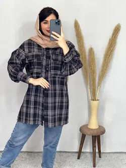 مانتو چهارخونه  2جیب لنین کد 5037