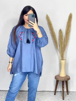 شومیز گلدوزی شده منگوله دار کد 3168