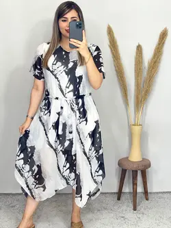 پیراهن حریر آستردار کد 4075