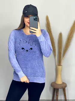 بلوز جلو پولیشی طرح گربه کد 7025