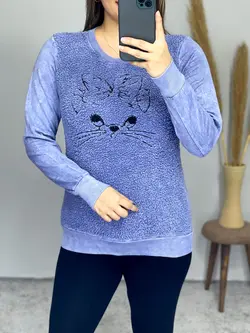 بلوز جلو پولیشی طرح گربه کد 7025