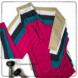 بلوز آستین بلند نیم زیپ فینگردار رنگی زنانه نایک (Nike) - (کد: 1556)