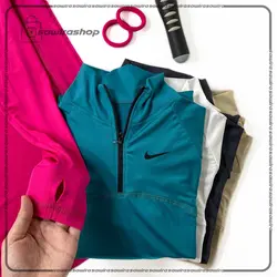 بلوز آستین بلند نیم زیپ فینگردار رنگی زنانه نایک (Nike) - (کد: 1556)